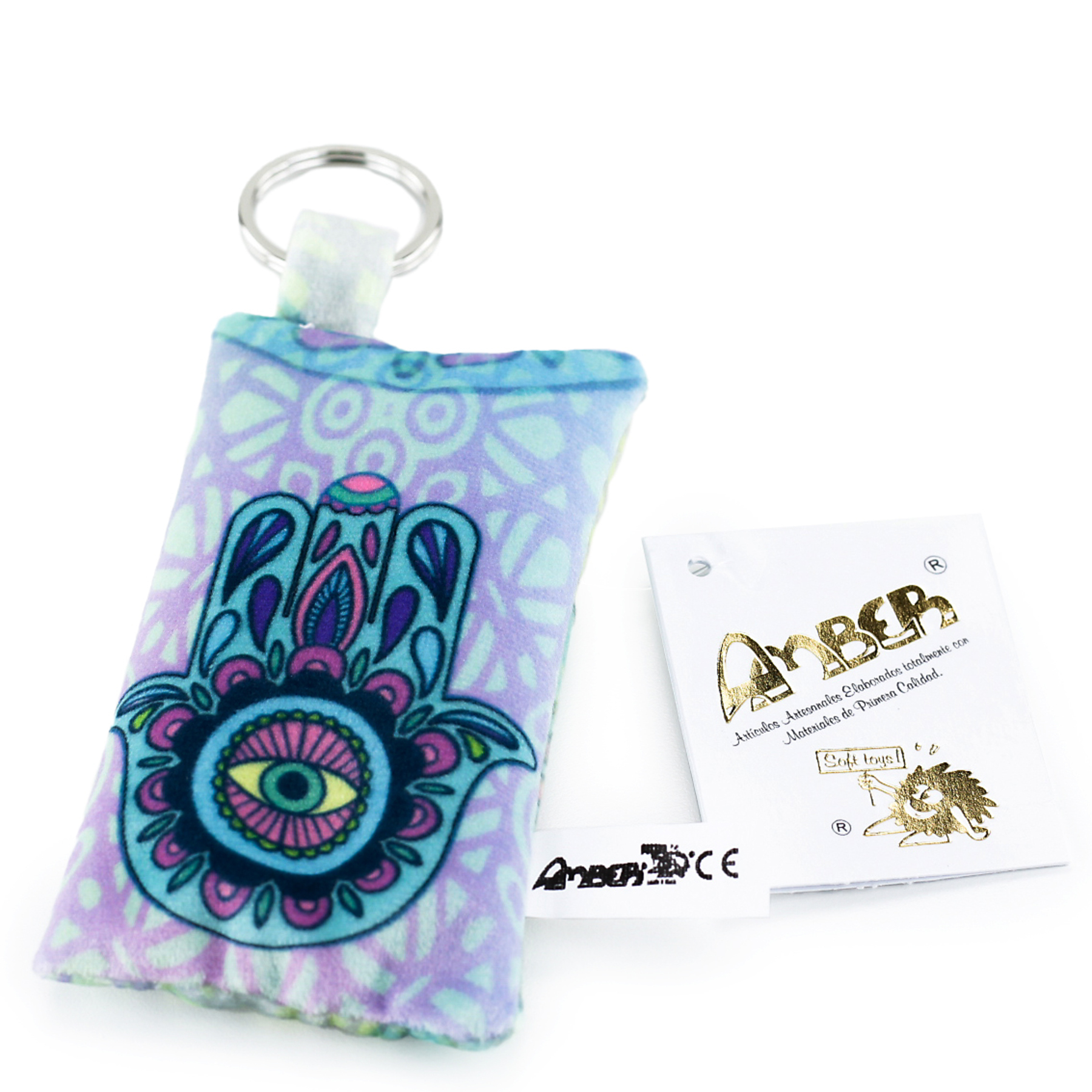 1000537C Llavero Antiestrés Mano Ojo Turquesa